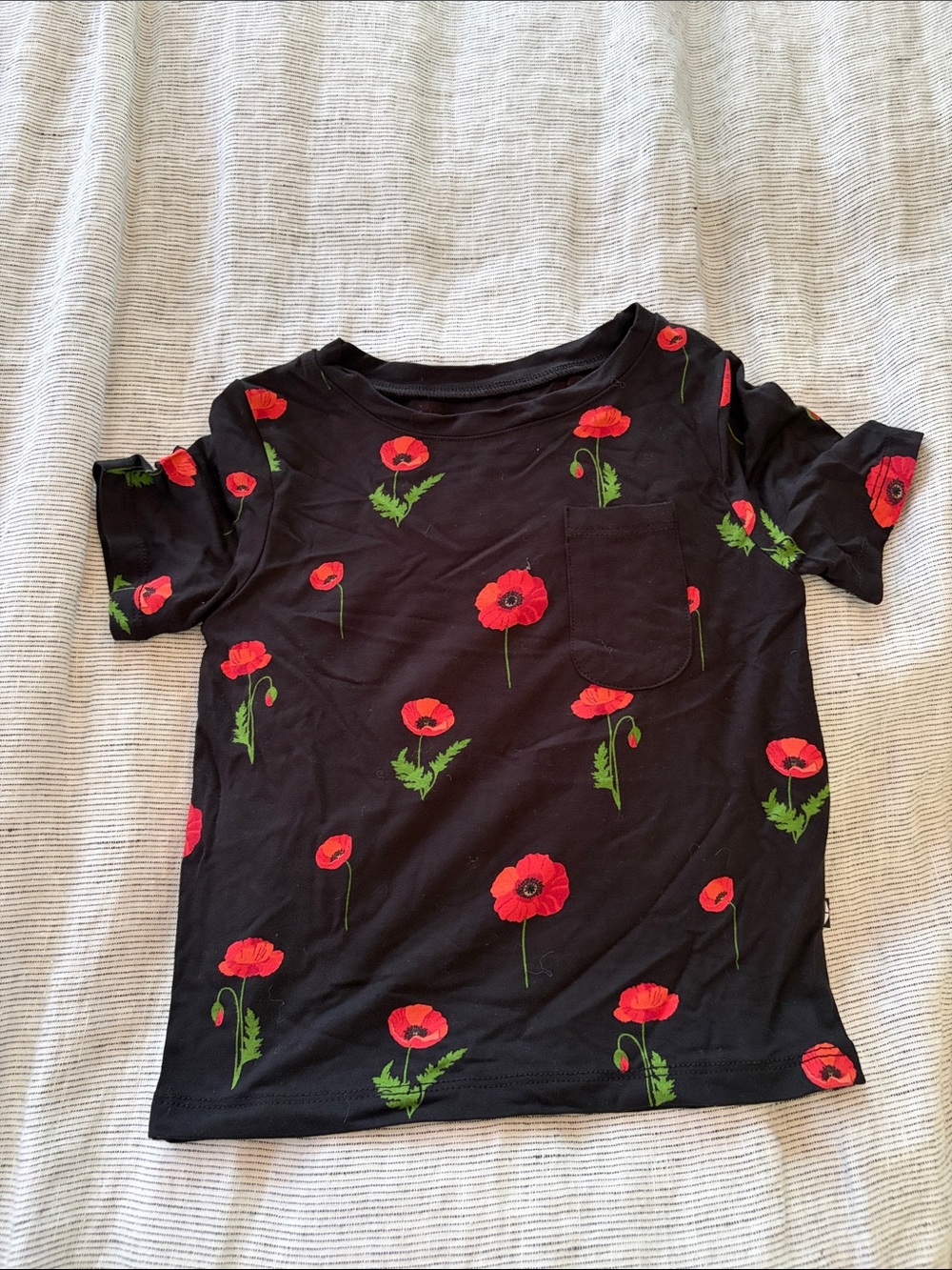 Kyte BABY Black Tee with Red Floral Accents